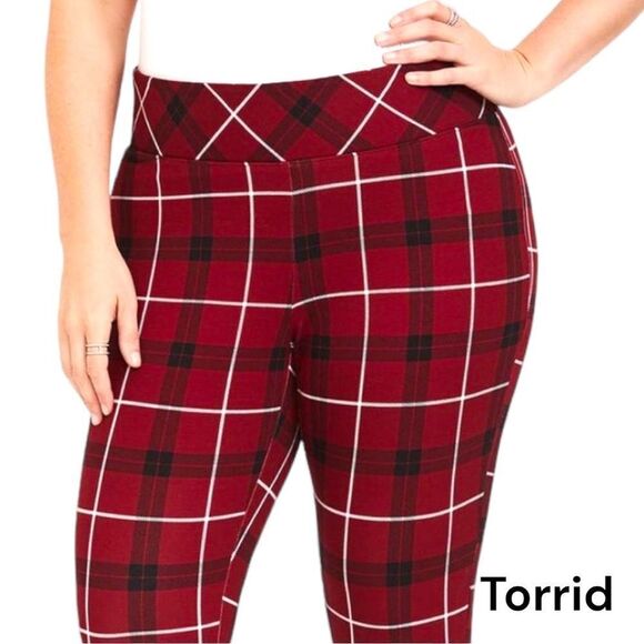 Torrid red plaid capris. Cute style - Picture 1 of 6